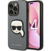 Karl Lagerfeld Saffiano Karl`s Head Patch Apple iPhone 14 Pro Max hátlap tok, ezüst (KLHCP14XSAPKHG)