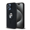 Karl Lagerfeld Silicone Karl &amp; Choupette Ring Apple iPhone 15 Pro Max MagSafe kompatibilis tok, fekete KLHMP15XSCMKCRHK