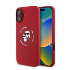 Karl Lagerfeld Silicone KC Heads Ring Apple iPhone 16 hátlap tok, piros KLHMP16SSCMKCRHR tok és táska
