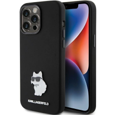 Karl Lagerfeld szilikon Choupette fémtű tok iPhone 15 Pro Max készülékhez - fekete tok és táska