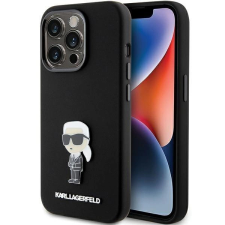 Karl Lagerfeld szilikon Ikonik fém tűs tok iPhone 15 Pro - fekete tok és táska