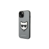Karl Lagerfeld tok iPhone 14 6,1" KLHCP14SSAPCHG ezüst PU Saffiano tokhoz Choupette fejjellel