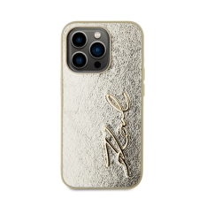 Karl Lagerfeld Wrinkled PU Signature Logo Apple iPhone 15 Pro hátlap tok, arany tok és táska