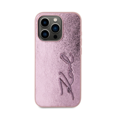 Karl Lagerfeld Wrinkled PU Signature Logo Apple iPhone 15 Pro hátlap tok, rózsaszín tok és táska