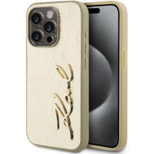 Karl Lagerfeld Wrinkled PU Signature Logo iPhone 15 Pro arany tok (KLHCP15LPFMFBKMD) tok és táska