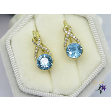  Karla antiallergén Skristályköves fülbevaló-kék-14K fülbevaló