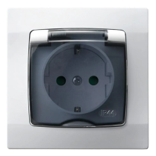  Káró földelt dugalj IP44 komplett fehér villanyszerelés