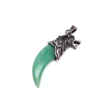 Karom fém farkas aventurin medál 2x5,5cm medál