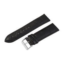  Karóra szíj, valódi bőr, fek.ezü.75+115mm/24mm óraszíj