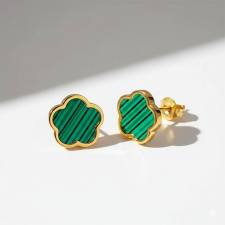 KÁRPÁTHY ékszer Clover fülbevaló - zöld, aranyozott fülbevaló