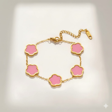 KÁRPÁTHY ékszer Clover karkötő - pink, aranyozott karkötő