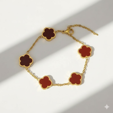 KÁRPÁTHY ékszer Clover karkötő - piros, aranyozott karkötő