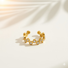 KÁRPÁTHY ékszer Midnight Dots aranyozott gyűrű, hókristály gyűrű