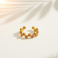 KÁRPÁTHY ékszer Midnight Dots aranyozott gyűrű, rózsaszín gyűrű