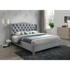  Kárpitozott ágy ASPEN VELVET 180 x 200 cm szürke ágy és ágykellék