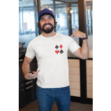  Kártya emblémás fehér póló egyedi ajándék