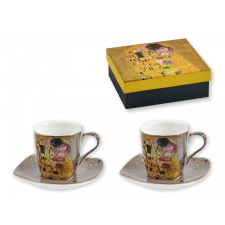  Kávés csésze +alátét 2+2db Klimt Csók szürke díszdobozban KLIMT0127 ajándéktárgy