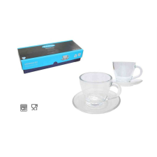  KÁVÉSPOHÁR+TÁNYÉR SZETT ÜVEG ESPRESSO 6DB tányér és evőeszköz