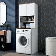  KD101-1950 Fürdőszobai magas szekrény Fehér Dió fürdőszoba bútor