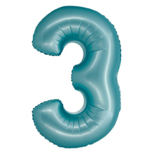 Kék 3-as Light Blue Mat szám fólia lufi 76 cm party kellék