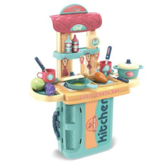  Kék 3 az 1-ben játékkonyha szett bőröndben