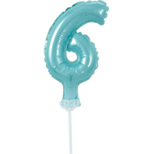 Kék 6-os Light Blue szám fólia lufi tortára 13 cm party kellék