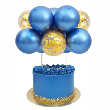 KÉK ARANY LÉGGÖMB TORTA TOPPER SZÜLETÉSNAPI PARTY DEKORÁCIÓ party kellék
