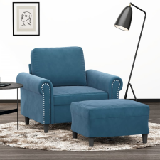  kék bársony kanapéfotel lábtartóval 60 cm bútor