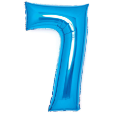  Kék Blue 7-es szám fólia lufi 66 cm party kellék