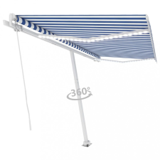 Kék és fehér kézzel kihúzható LED-es napellenző 400 x 350 cm kerti bútor