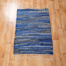  Kék-fehér-fekete rongyszőnyeg 70&#215;100 cm lakástextília
