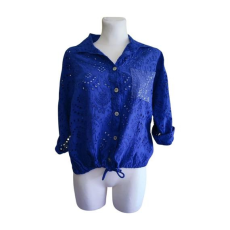  Kék madeira mintás női blúz (méret: L)