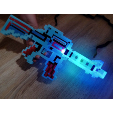 KÉK Minecraft inspirálta játék puska műanyag Villog-Világít és Hang Effektes katonásdi