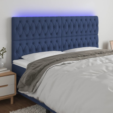 kék szövet LED-es fejtámla 180x7x118/128 cm ágy és ágykellék