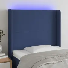  Kék szövet LED-es fejtámla 83x16x118/128 cm ágy és ágykellék