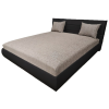  Kendra franciaágy led világítással és párnával Fekete textilbőr - sötét bézs szövet, 140x200 cm, 10 cm-es szivacsos