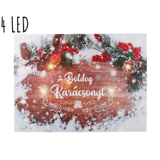 Kép+4LED Boldog Karácsonyt havas tábla 40x30cm karácsonyi dekoráció