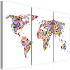  Kép - falitérkép - Map of the World - pixels - triptych Világtérkép 120x80 térkép