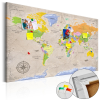  Kép parafán - Maps: Vintage Style [Cork Map] Parafa világtérkép - vászonkép 90x60