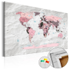  Kép parafán - Pink Continents [Cork Map] Parafa világtérkép - vászonkép 120x80