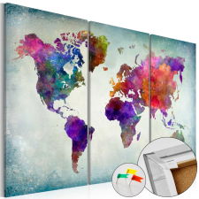 Kép parafán - World in Colors [Cork Map] Parafa világtérkép - vászonkép 120x80 térkép