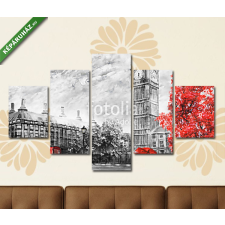 Képáruház.hu Premium Kollekció: oil painting on canvas, street view of london. Artwork. Big ben.(135x70 cm, S01 Többrészes Vászonkép) grafika, keretezett kép
