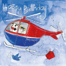 Képeslap Alex Clark borítékkal, 14x14 cm, helikopter HBD képeslap