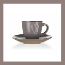  Kerámia csésze csészealjjal HEART 80ml, barna 60324964 bögrék, csészék