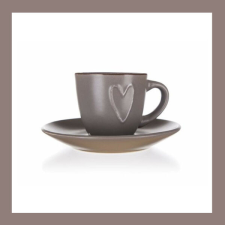  Kerámia csésze csészealjjal HEART 80ml, barna 60324964 bögrék, csészék