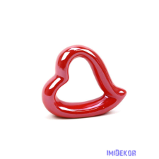  Kerámia lyukas piros szív álló 6x7x2cm dekorációs kellék