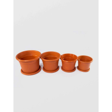 Kerek edény tálcával és Mercaton® modellel, műanyag, barna, 30×23 cm kerti tárolás