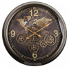  Kerek falióra, fém, barna–fekete, kvarc szerkezet, óra- és percmutatóval, 62×62×10,5 cm