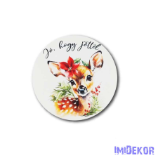  Kerek karácsonyi 13cm - Díszes őzike dekorációs kellék
