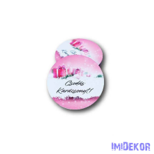 Kerek karácsonyi 7cm 5db/csomag - Csodás Karácsonyt - pink dekorációs kellék